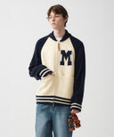COLOR BLOCK RAGLAN CARDIGAN IN NAVY