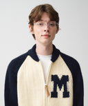 COLOR BLOCK RAGLAN CARDIGAN IN NAVY