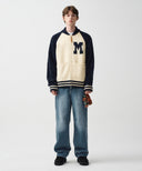 COLOR BLOCK RAGLAN CARDIGAN IN NAVY