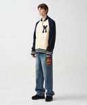 COLOR BLOCK RAGLAN CARDIGAN IN NAVY