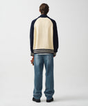 COLOR BLOCK RAGLAN CARDIGAN IN NAVY