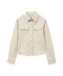 W SLIM FIT VELVET CORDUROY SHIRT IN IVORY