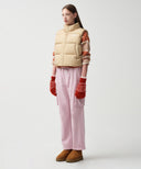 W CLASSIC LOGO DUCK DOWN CROP VEST IN BEIGE