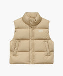 W CLASSIC LOGO DUCK DOWN CROP VEST IN BEIGE