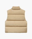 W CLASSIC LOGO DUCK DOWN CROP VEST IN BEIGE
