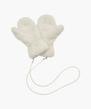 REGULAR LOGO FUR MITTENS IN IVORY