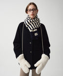 REGULAR LOGO FUR MITTENS IN IVORY