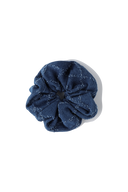 CLASSIC LOGO DENIM PATTERN HAIR SCRUNSHIE IN BLUE
