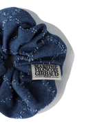 CLASSIC LOGO DENIM PATTERN HAIR SCRUNSHIE IN BLUE