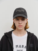 REGULAR LOGO BRUSHED COTTON COVERED CAP IN CHARCOAL GREY