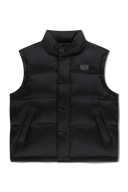 SLEEVE DETATCHABLE HOODED DOWN JACKET IN BLACK