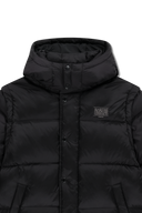 SLEEVE DETATCHABLE HOODED DOWN JACKET IN BLACK