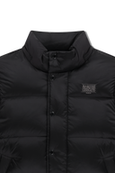 SLEEVE DETATCHABLE HOODED DOWN JACKET IN BLACK