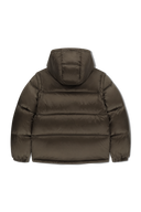 SLEEVE DETATCHABLE HOODED DOWN JACKET IN BROWN