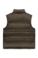 SLEEVE DETATCHABLE HOODED DOWN JACKET IN BROWN