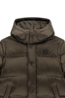 SLEEVE DETATCHABLE HOODED DOWN JACKET IN BROWN