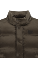 SLEEVE DETATCHABLE HOODED DOWN JACKET IN BROWN