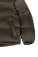 SLEEVE DETATCHABLE HOODED DOWN JACKET IN BROWN