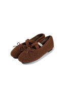 W CROSS BANDING SHEARING FLAT SHOES IN BROWN