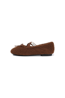 W CROSS BANDING SHEARING FLAT SHOES IN BROWN
