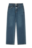 W SLIM STARIGHT DENIM PANTS IN DARK BLUE