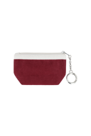 MINI CORDUROY POUCH KEYRING IN BURGUNDY