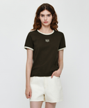 W CLASSIC LOGO RINGER TEE IN DARK BROWN