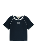 W AEROCOOL SMALL CLASSIC LOGO SLIM RINGER TEE IN NAVY