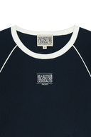 W AEROCOOL SMALL CLASSIC LOGO SLIM RINGER TEE IN NAVY