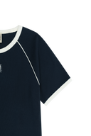 W AEROCOOL SMALL CLASSIC LOGO SLIM RINGER TEE IN NAVY