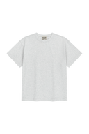 SEMI OVERSIZED EMBO LOGO TEE IN LIGHT HEATHER GREY