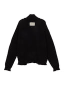 EMBROIDERY LOGO KNIT ZIP UP IN BLACK
