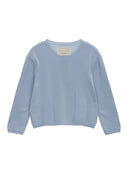 THREE QUARTER SLEEVE ROUND CARDIGAN IN LIGHT BLUE