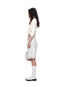 THREE QUARTER SLEEVE ROUND CARDIGAN IN WHITE