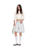 THREE QUARTER SLEEVE ROUND CARDIGAN IN WHITE