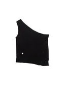 SIDE BUTTON ONE SHOULDER KNIT TOP IN BLACK