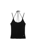 STRAP HALTER NECK KNIT TOP IN BLACK