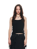 STRAP HALTER NECK KNIT TOP IN BLACK
