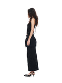 STRAP HALTER NECK KNIT TOP IN BLACK