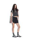 PIGMENT CUT OUT LOGO CROP TOP IN CHARCOAL GREY