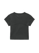PIGMENT CUT OUT LOGO CROP TOP IN CHARCOAL GREY