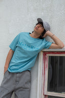 SWEAT PRINTING LOGO TOP FOR MEN IN TURQUOISE BLUE