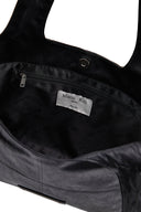 SIDE STRING LEATHER SHOULDER BAG IN BLACK