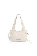 SIDE STRING LEATHER SHOULDER BAG IN IVORY
