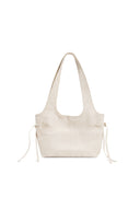 SIDE STRING LEATHER SHOULDER BAG IN IVORY