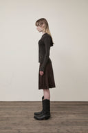 LOGO POINT DAMAGE SLIM HOODY CARDIGAN IN CHARCOAL GREY