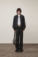 BACK TUCK DETAIL DENIM LIKE PANTS IN BLACK