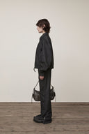 BACK TUCK DETAIL DENIM LIKE PANTS IN BLACK