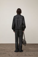 BACK TUCK DETAIL DENIM LIKE PANTS IN BLACK