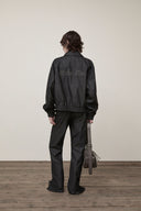 BACK TUCK DETAIL DENIM LIKE PANTS IN BLACK